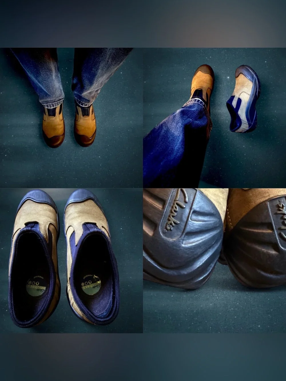 Clarks Tan and black Slip-On Shoes